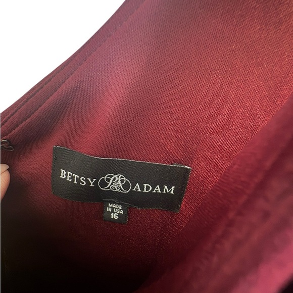 BETSY & ADAM CANDACE" LONG V- NECK HI LOW CASCADE DRESS SIZE 16 - Picture 5 of 5